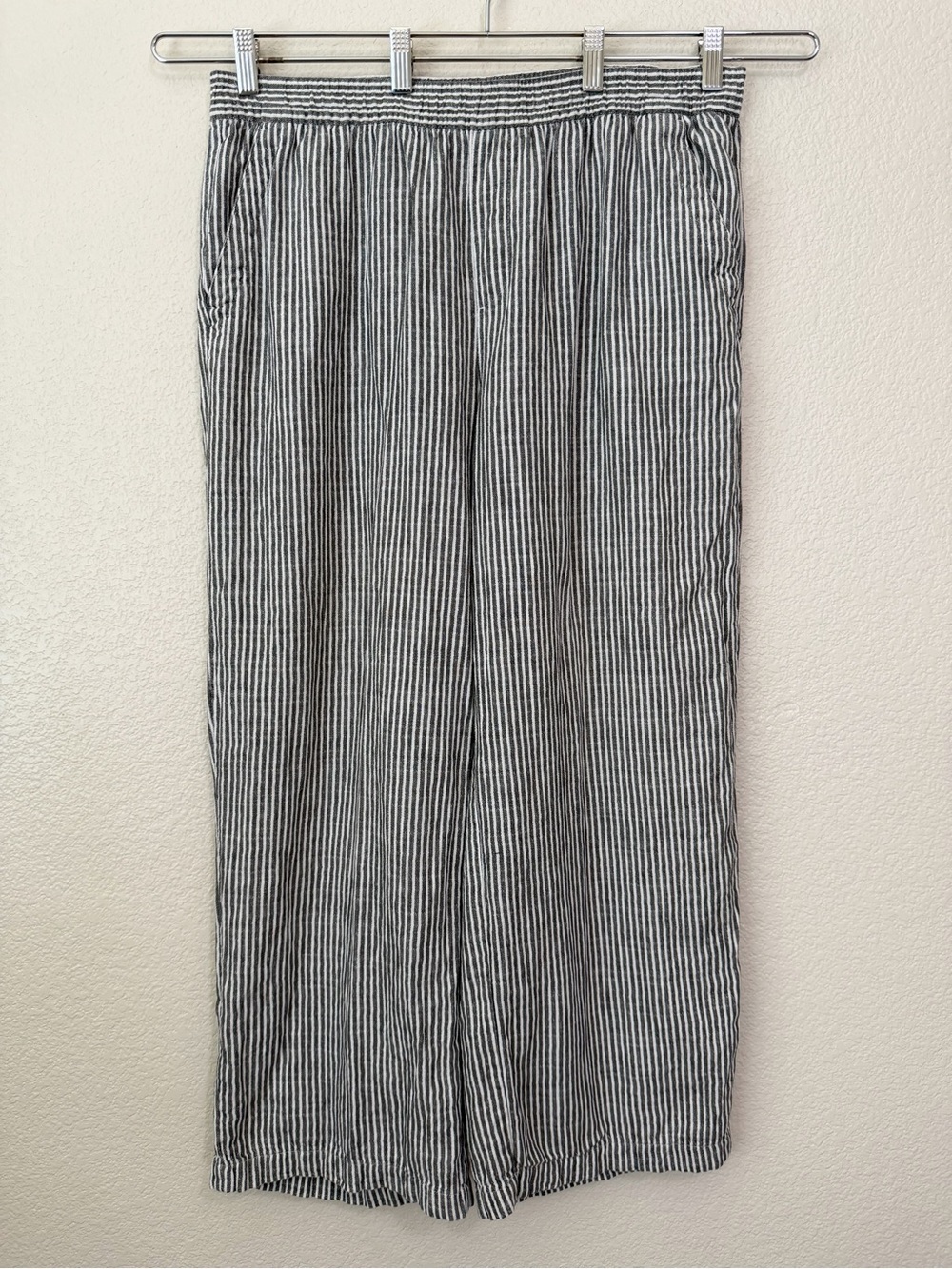 Old Navy Linen Cotton Blend High-Waisted Striped Wide-Leg Pants, Sz Large